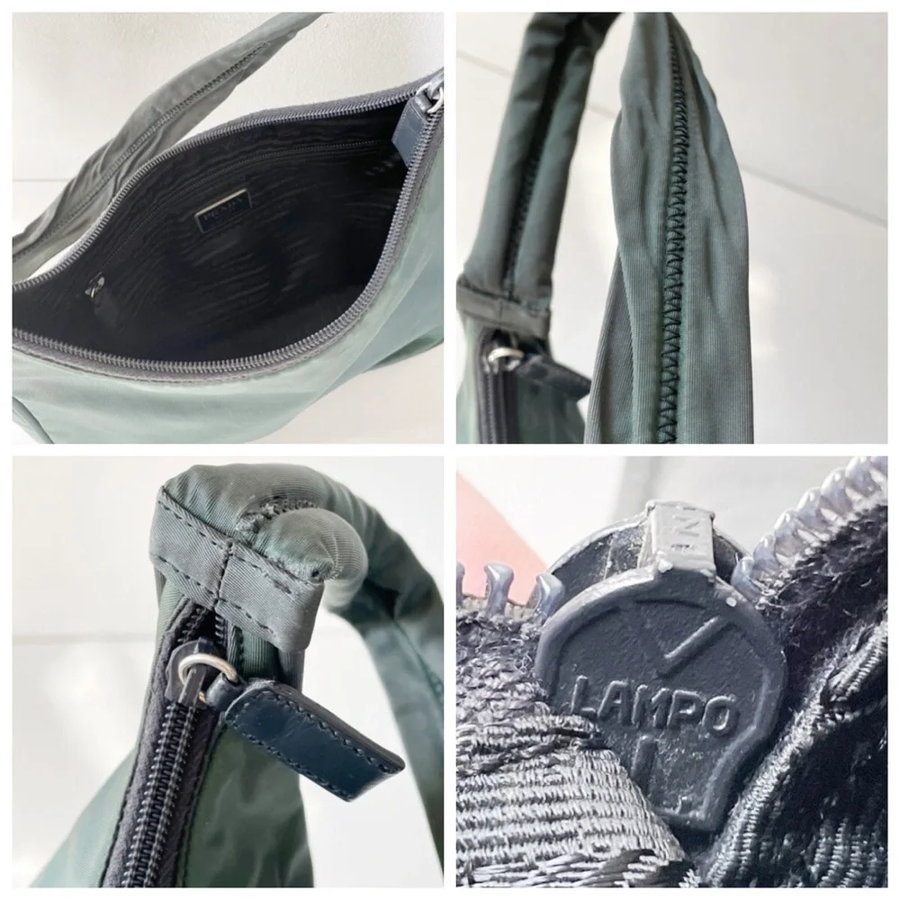 Prada 1998 green Tessuto sport nylon vintage shoulder hobo bag